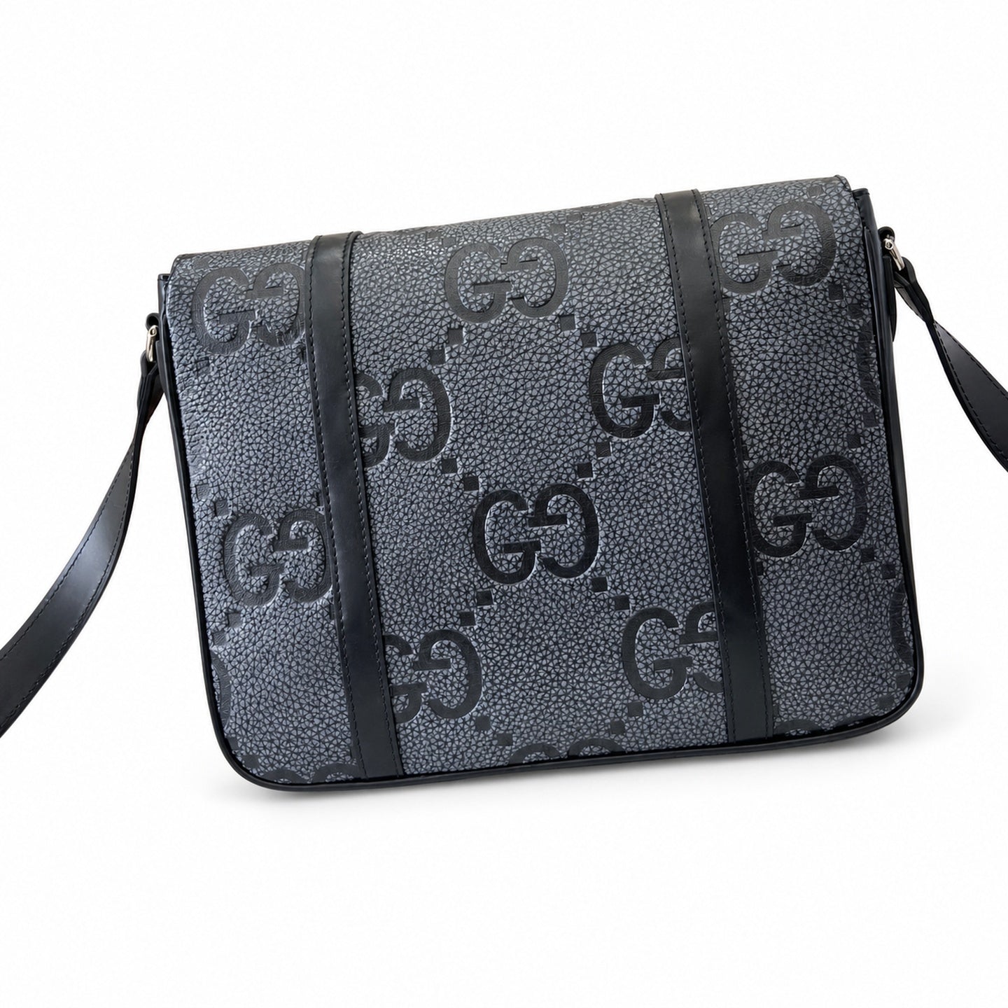 Gucci Medium Cotton Leather Black Gray Messenger Bag