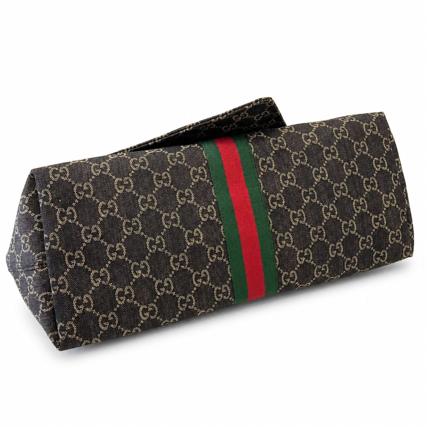 Gucci Giglio Cotton Denim Canvas Black White Red Green Gold Handbag