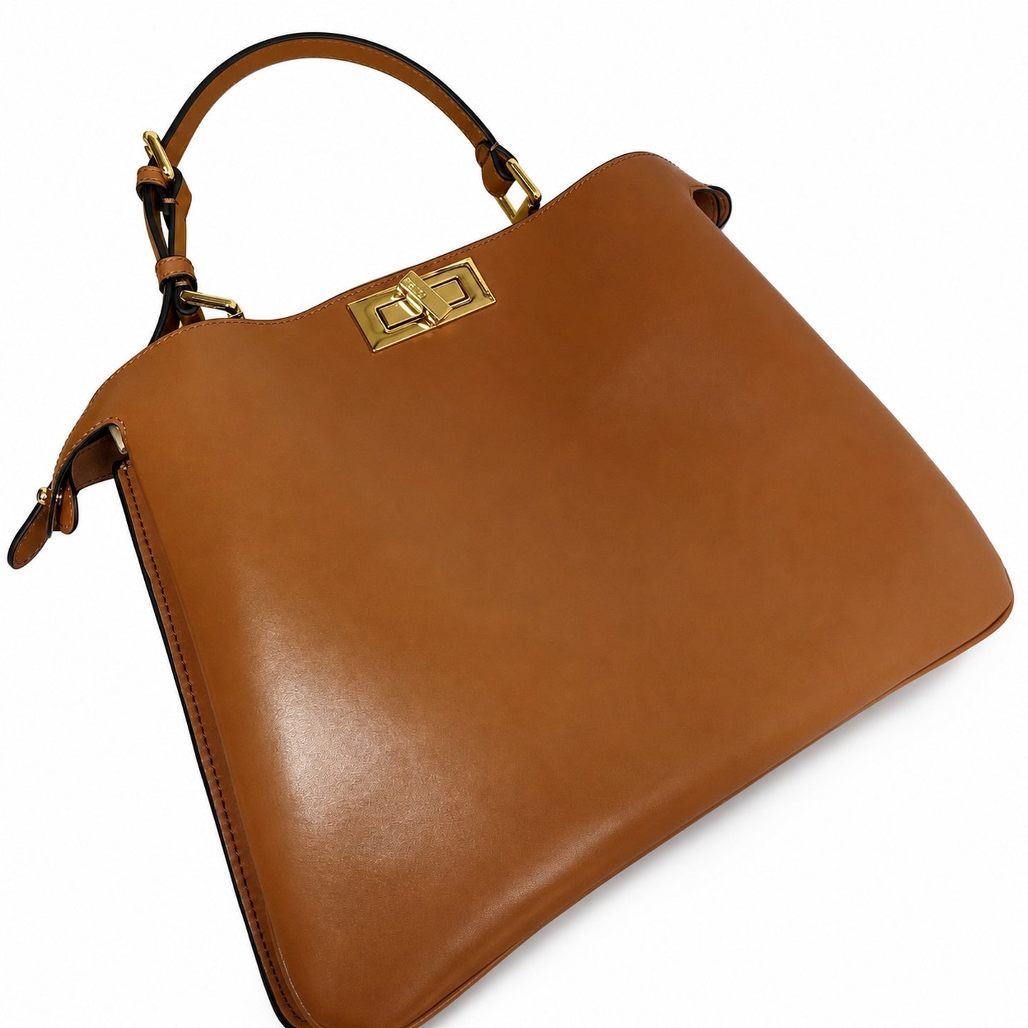 Fendi Peekaboo Soft Large Velvet Leather Gold Handbag
