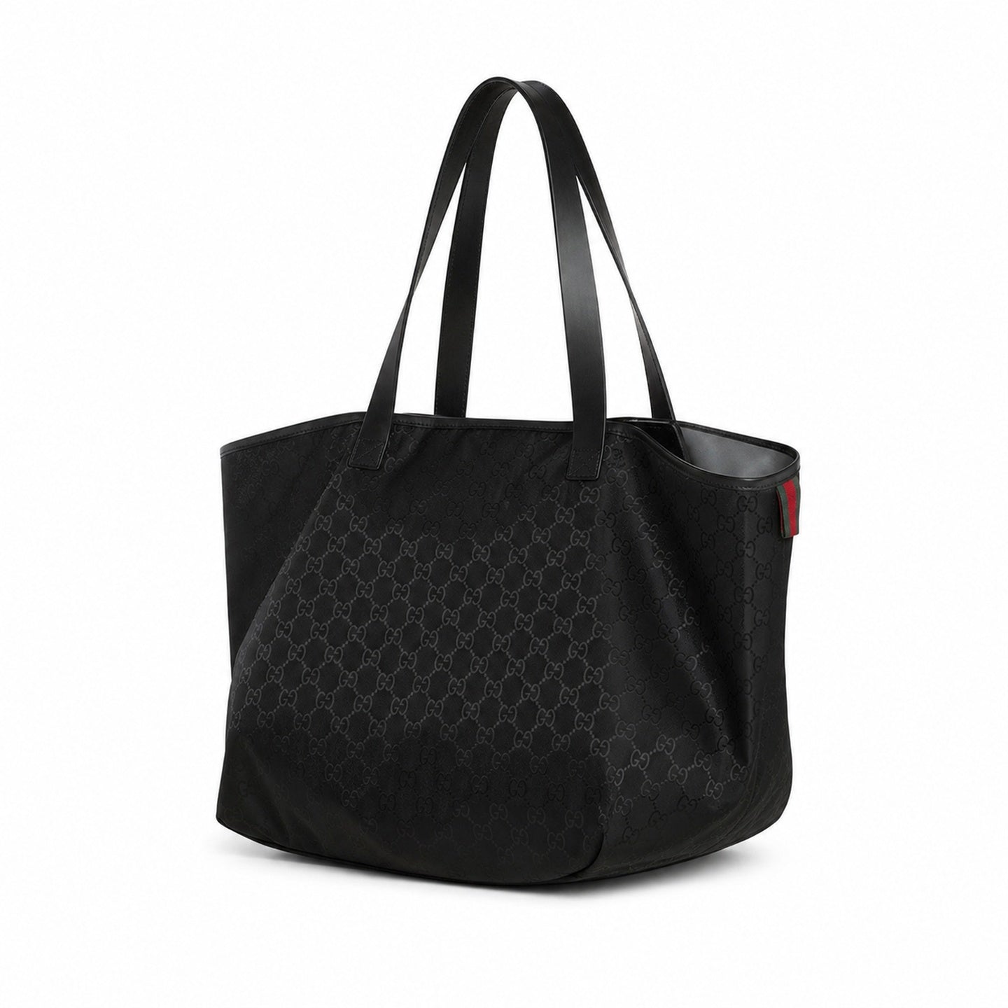 Gucci Large Jacquard Nylon Black White Red Green Tote Bag