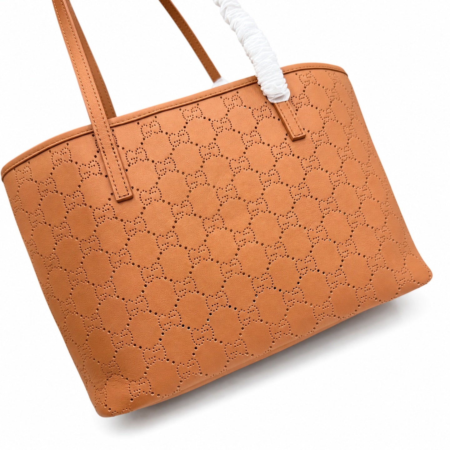 Gucci Suede Leather Brown Gold Tote Bag