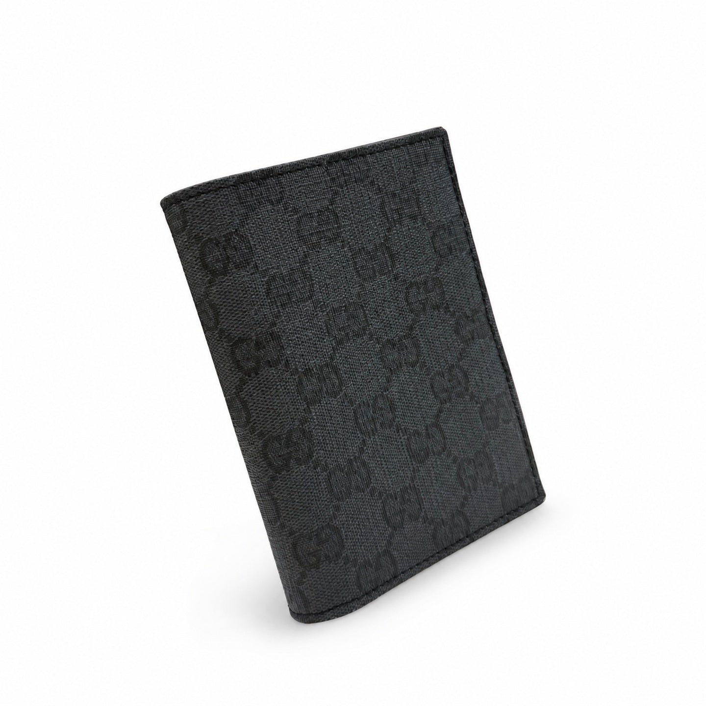 Gucci Canvas Leather Black Silver Passport Holder