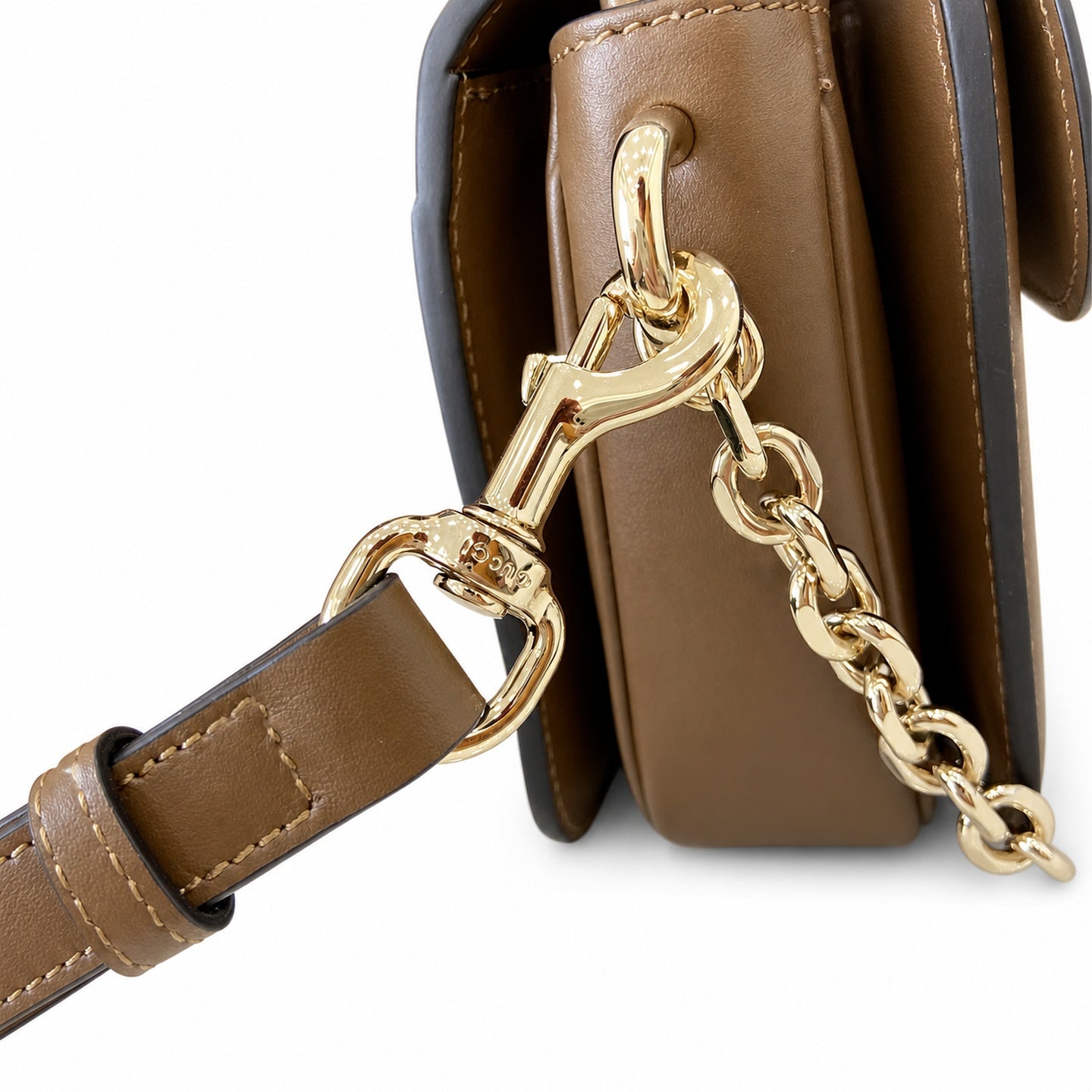 Gucci Cotton Suede Velvet Leather Beige Brown Gold Shoulder Bag