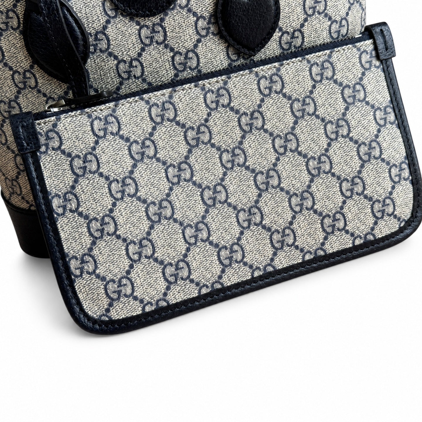 Gucci Supreme Mini Cotton Canvas Leather Black Crossbody Bag