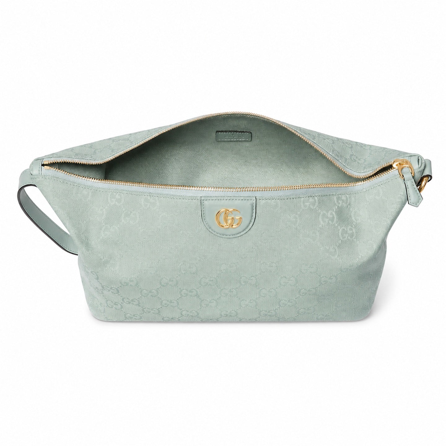 Gucci Cotton Canvas Leather Blue Gold Bag