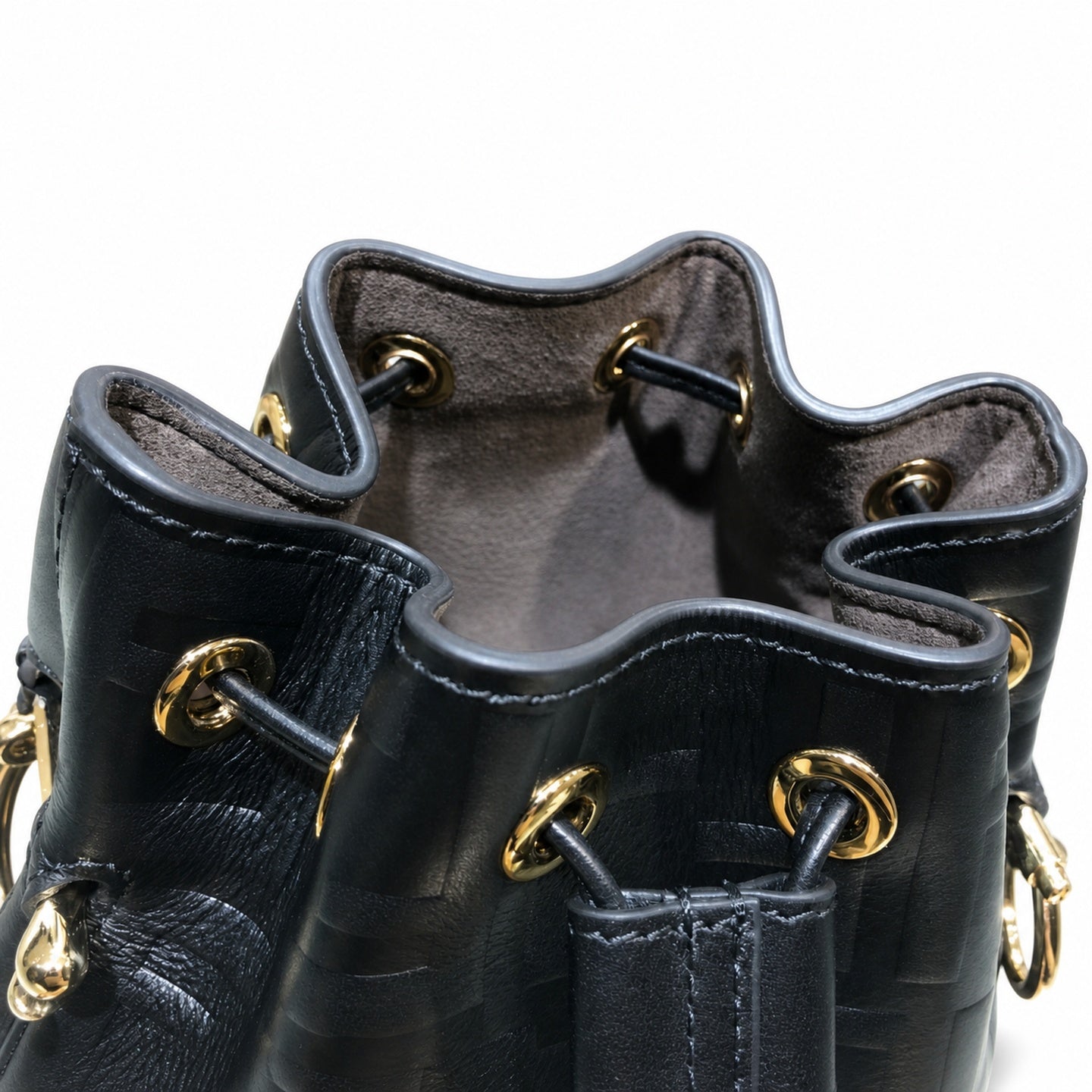 Fendi Mon Tresor Small Leather Black Gold Bucket Bag