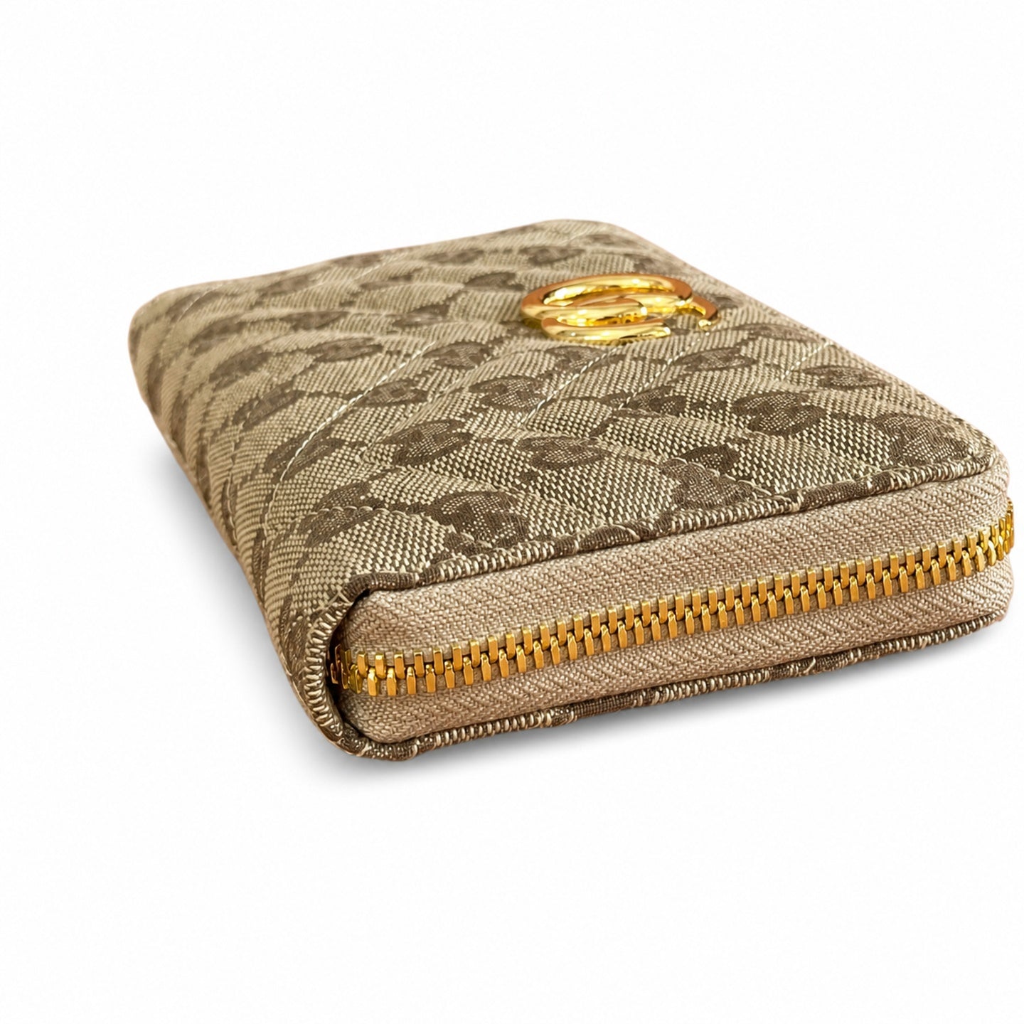 Gucci GG Marmont Canvas Brown Gold Wallet