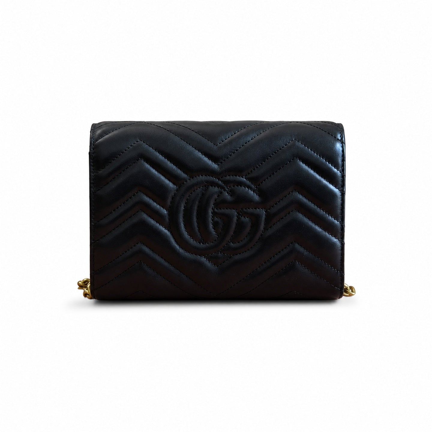 Gucci GG Marmont Mini Quilted Matelasse Leather Black Beige Handbag