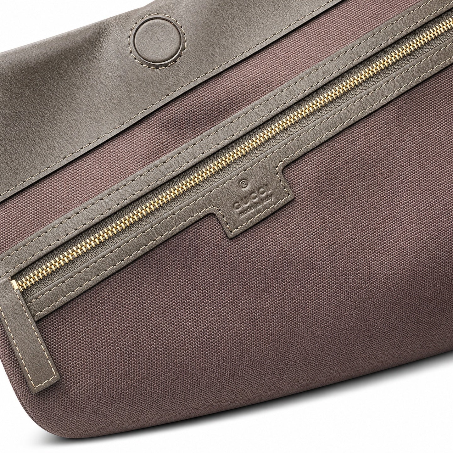 Gucci Horsebit Cotton Canvas Brown Gold Handbag