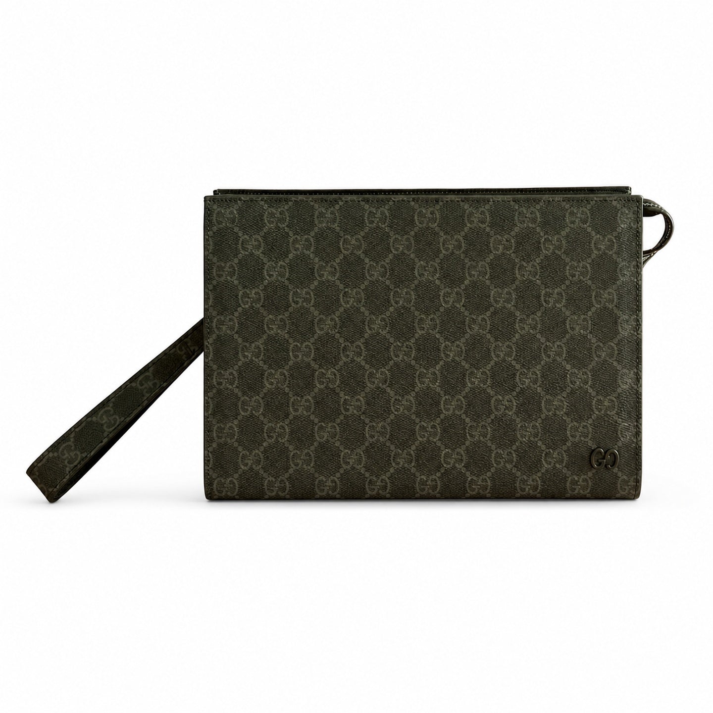 Gucci Supreme Cotton Canvas Leather Beige Red Green Clutch