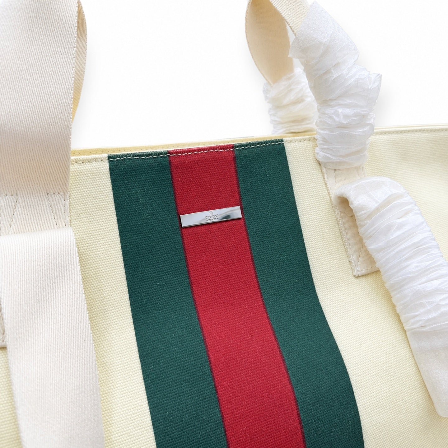 Gucci Cotton Canvas Leather Beige Brown Red Green Bag