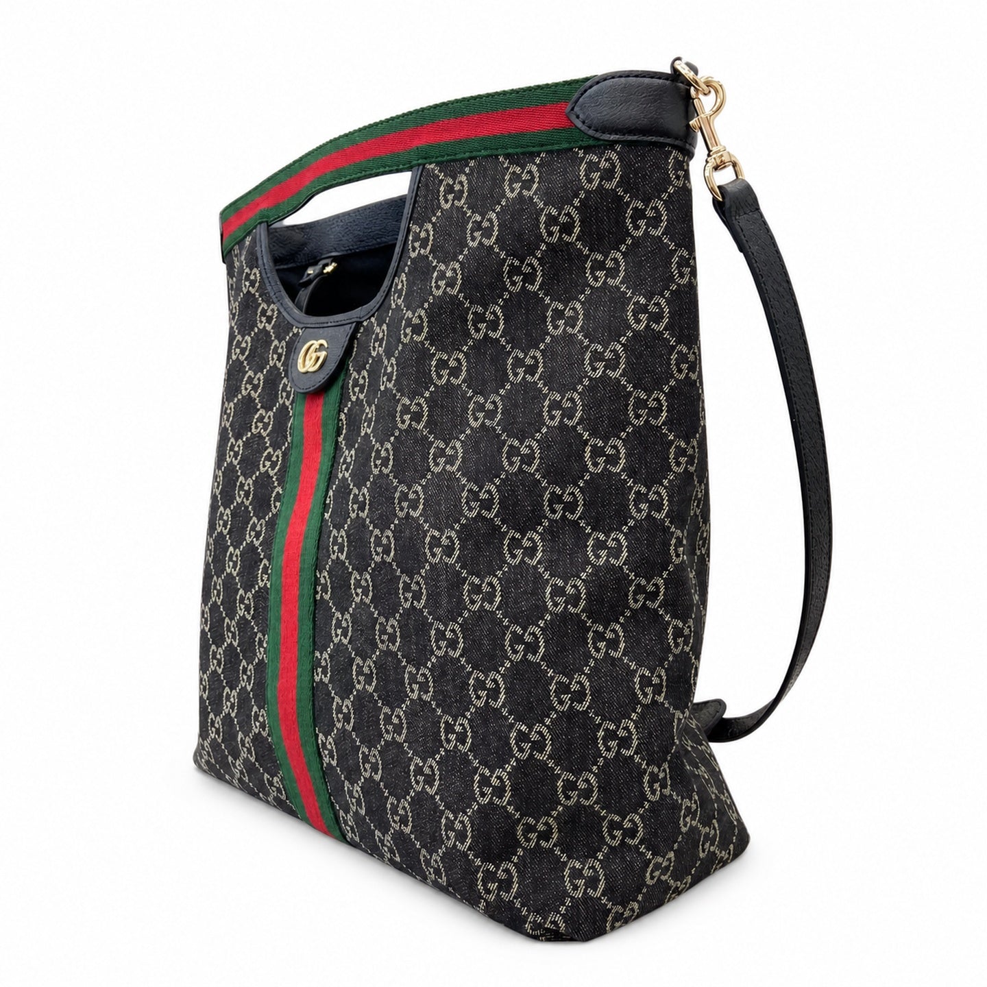 Gucci Giglio Men's Cotton Denim Canvas Leather Black White Brown Red Green Gold Handbag