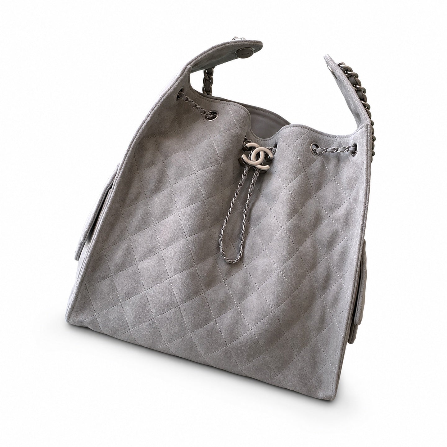 Chanel Large Leather Silver Bag