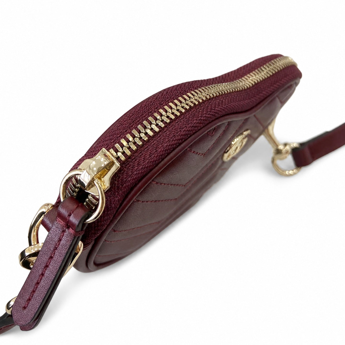 Gucci GG Marmont Mini Quilted Matelasse Leather Red Gold Handbag