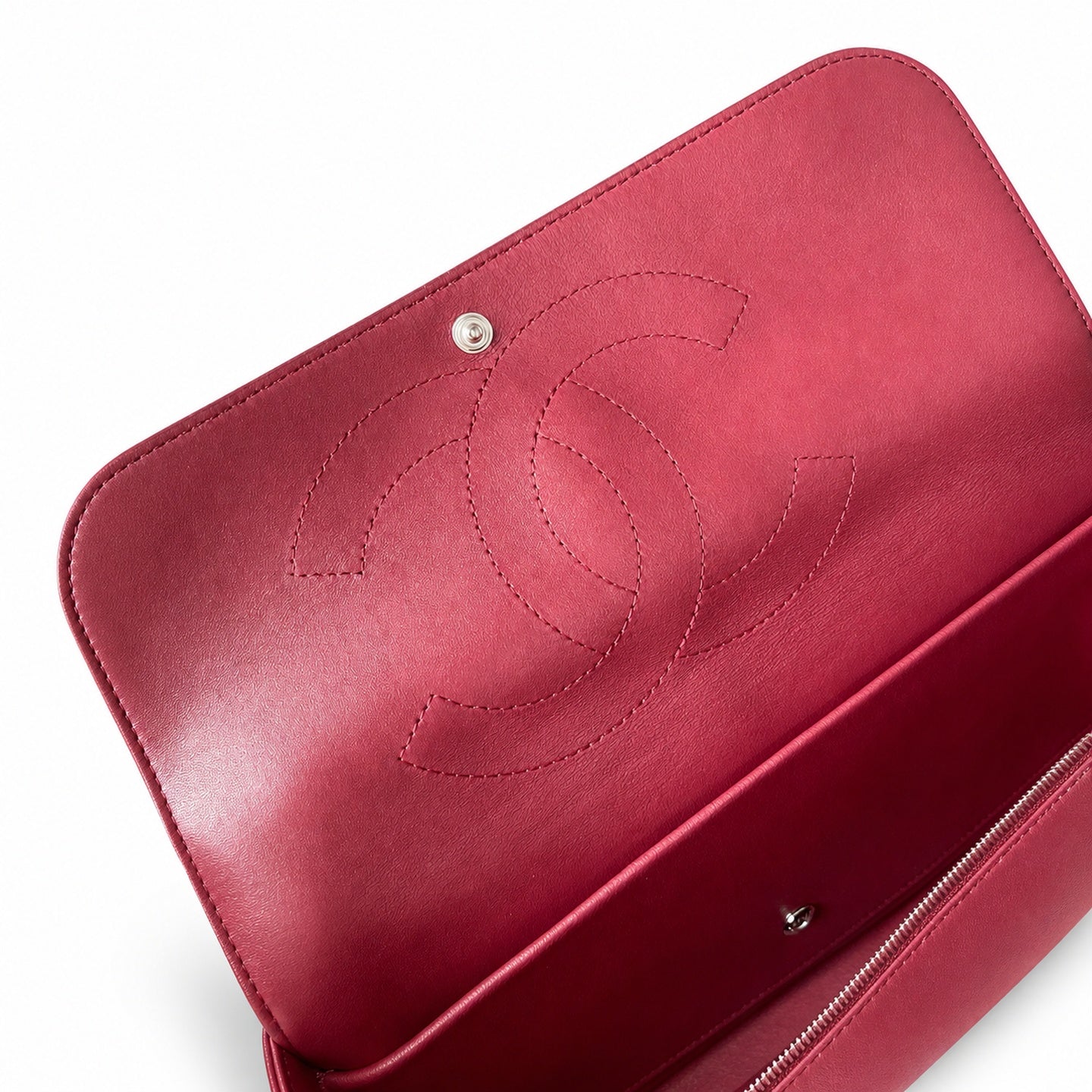 Chanel Small Leather Silver Burgundy Bag