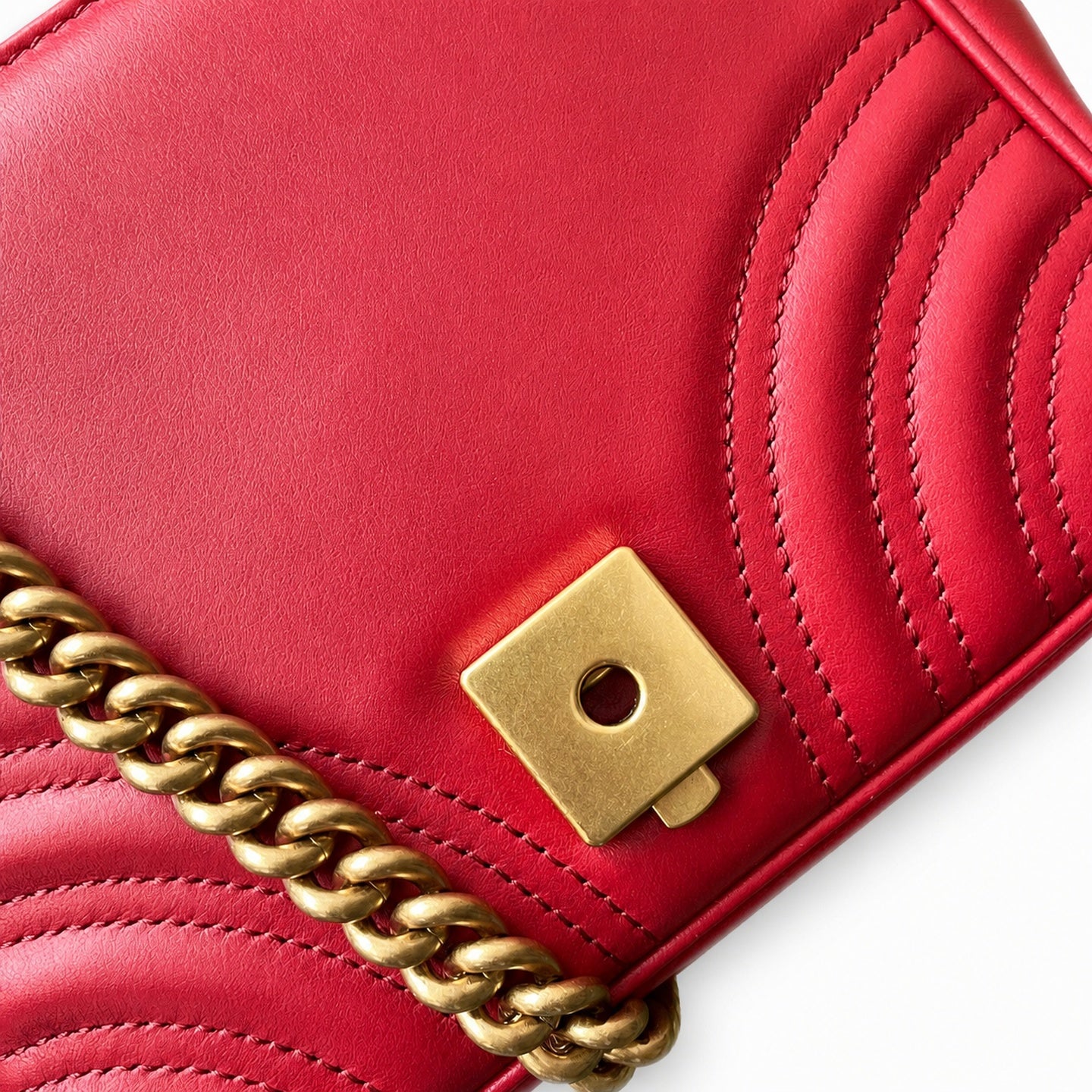 Gucci GG Marmont Quilted Leather Black Red Gold Handbag
