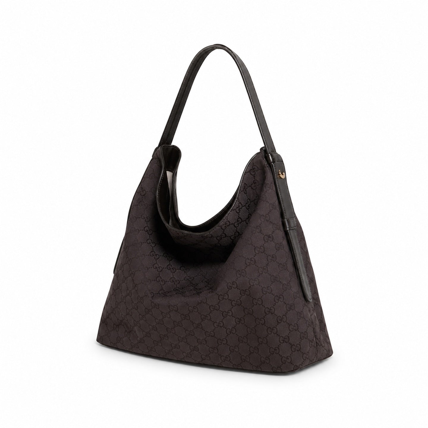 Gucci Horsebit Cotton Canvas Beige Brown Gold Handbag