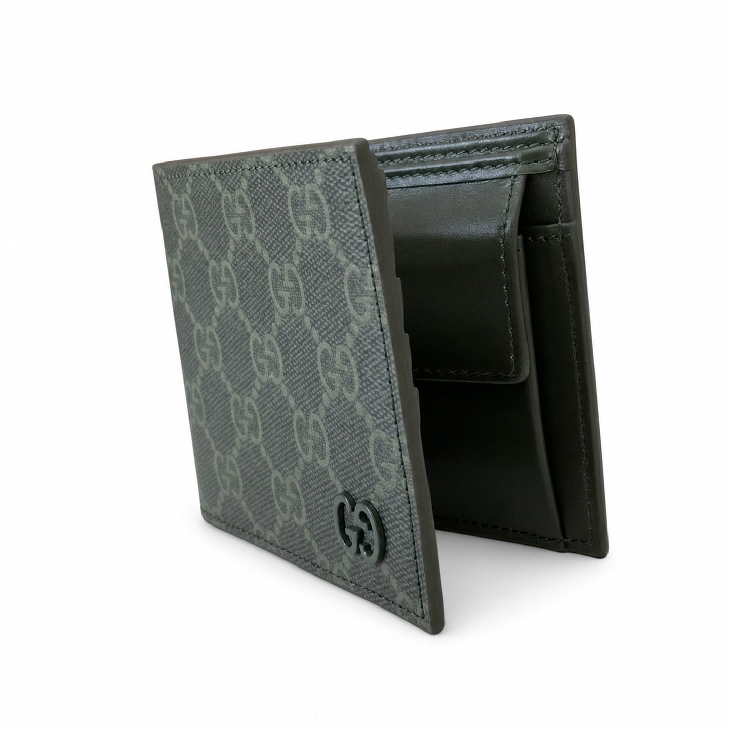 Gucci Men's Supreme Small Canvas Leather Beige Green Wallet