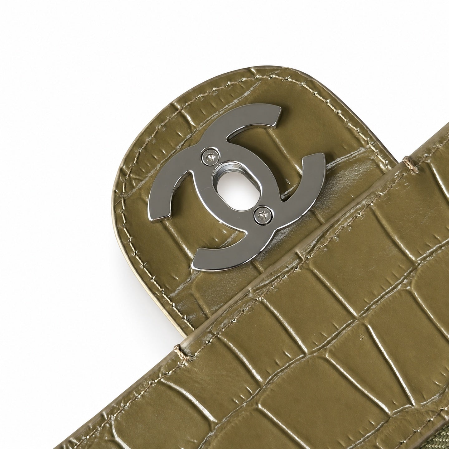 Chanel Croc-Embossed Leather Gold Bag
