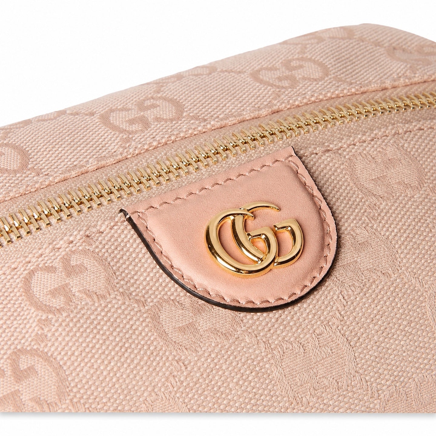 Gucci Cotton Canvas Leather Pink Gold Bag