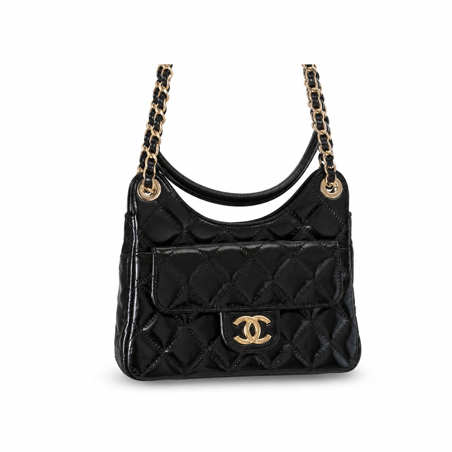 Chanel Medium Knit Patent Leather Bag