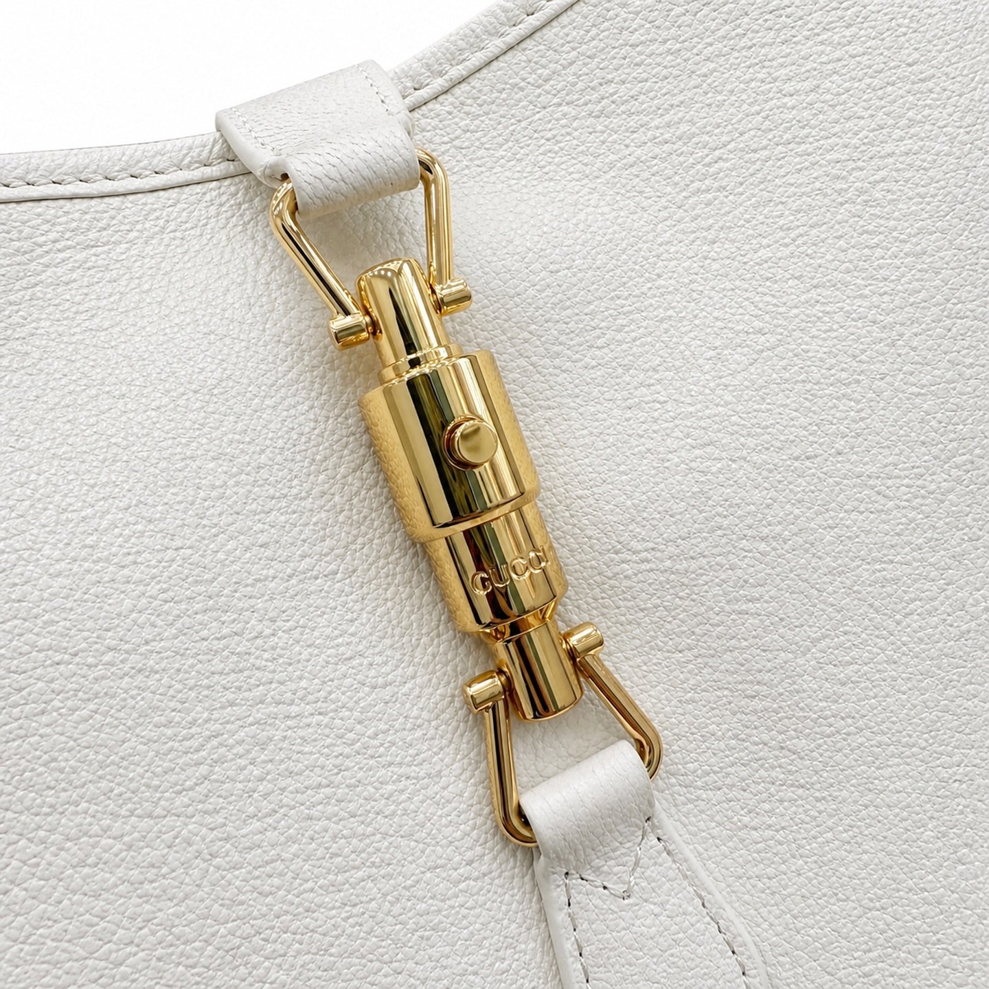 Gucci Leather White Beige Gold Handbag