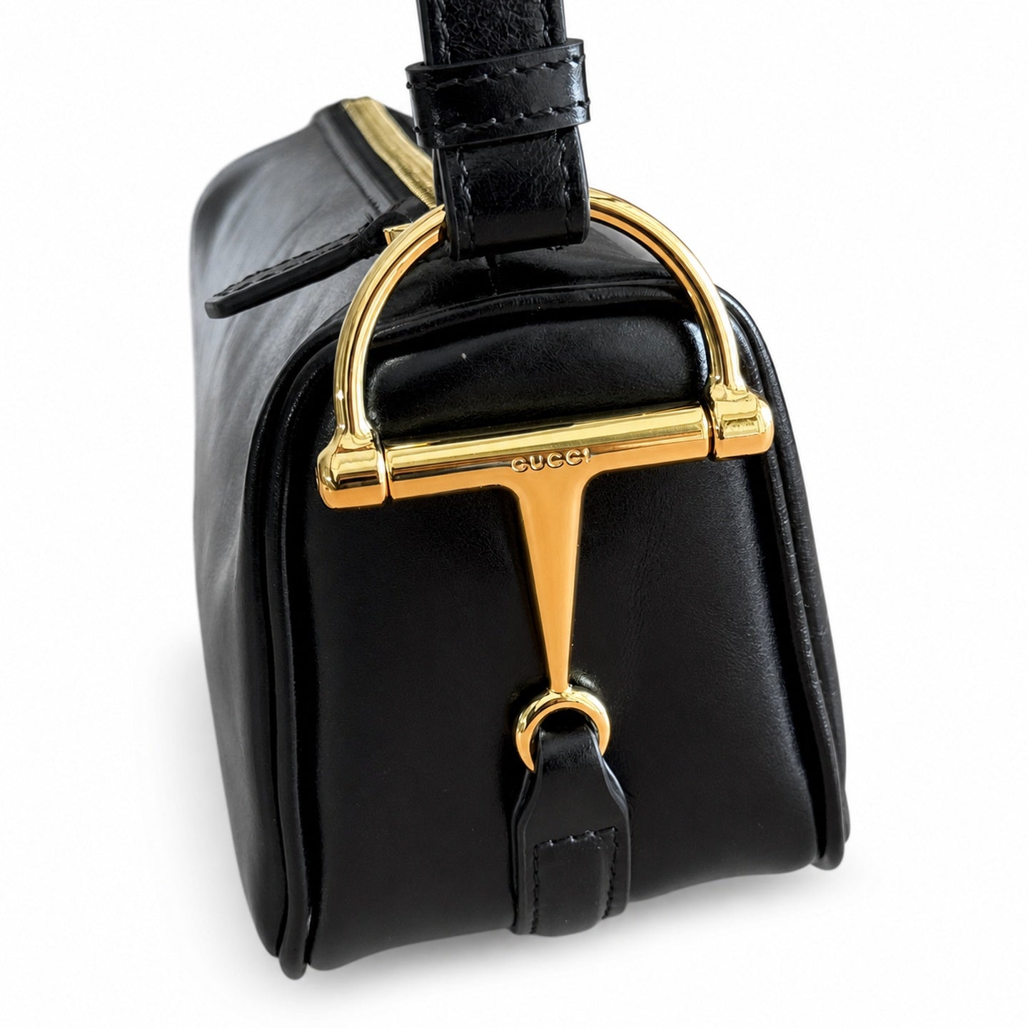 Gucci Horsebit Mini Cotton Leather Black Green Gold Bag