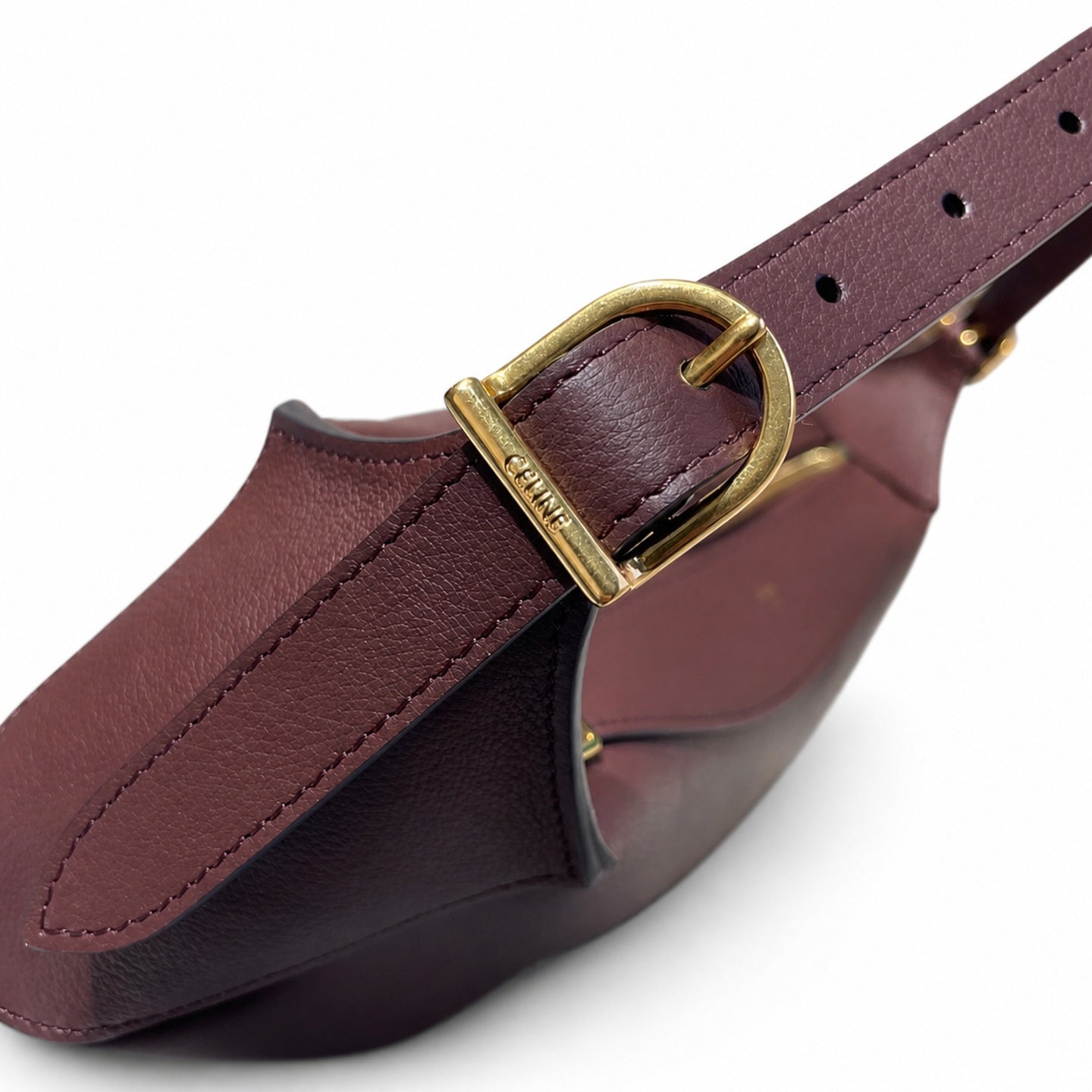 Celine Romy Leather Gold Burgundy Bag