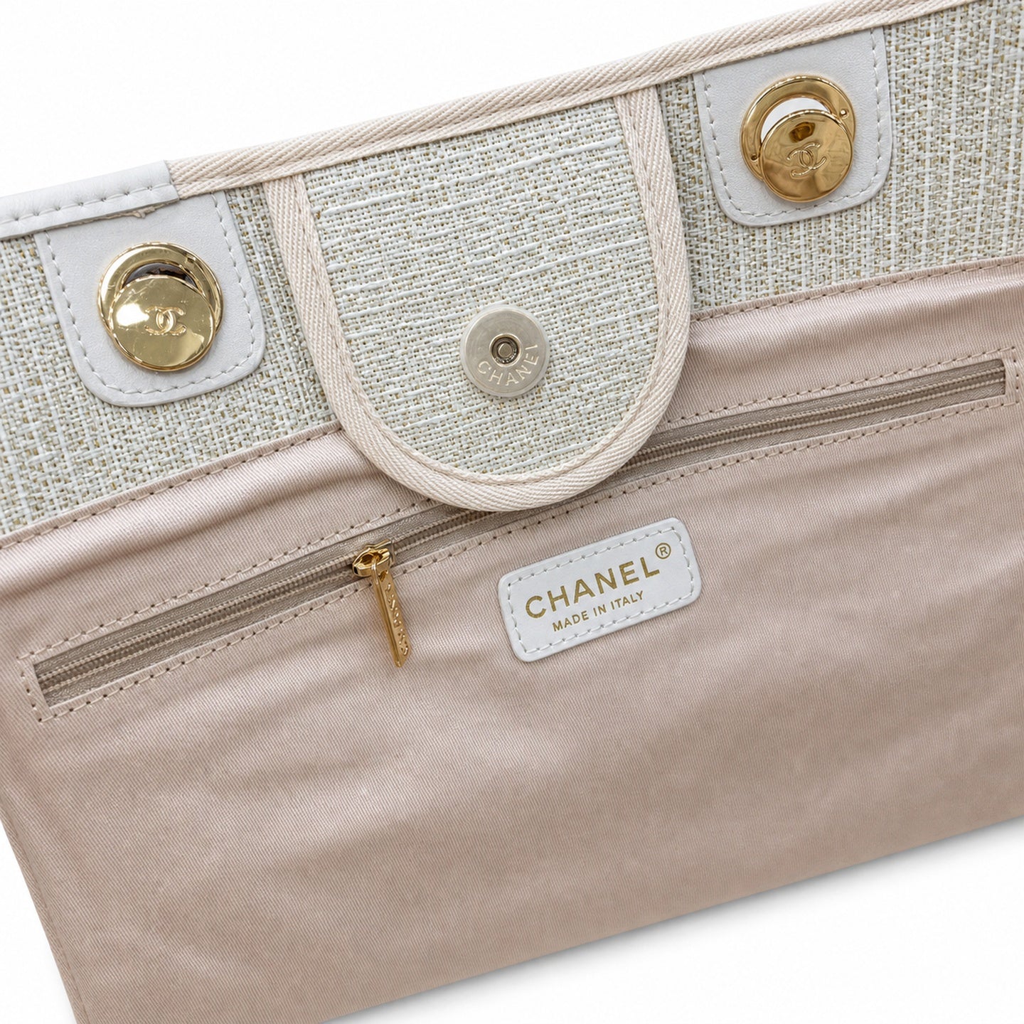 Chanel Large Canvas White Shopping Bag