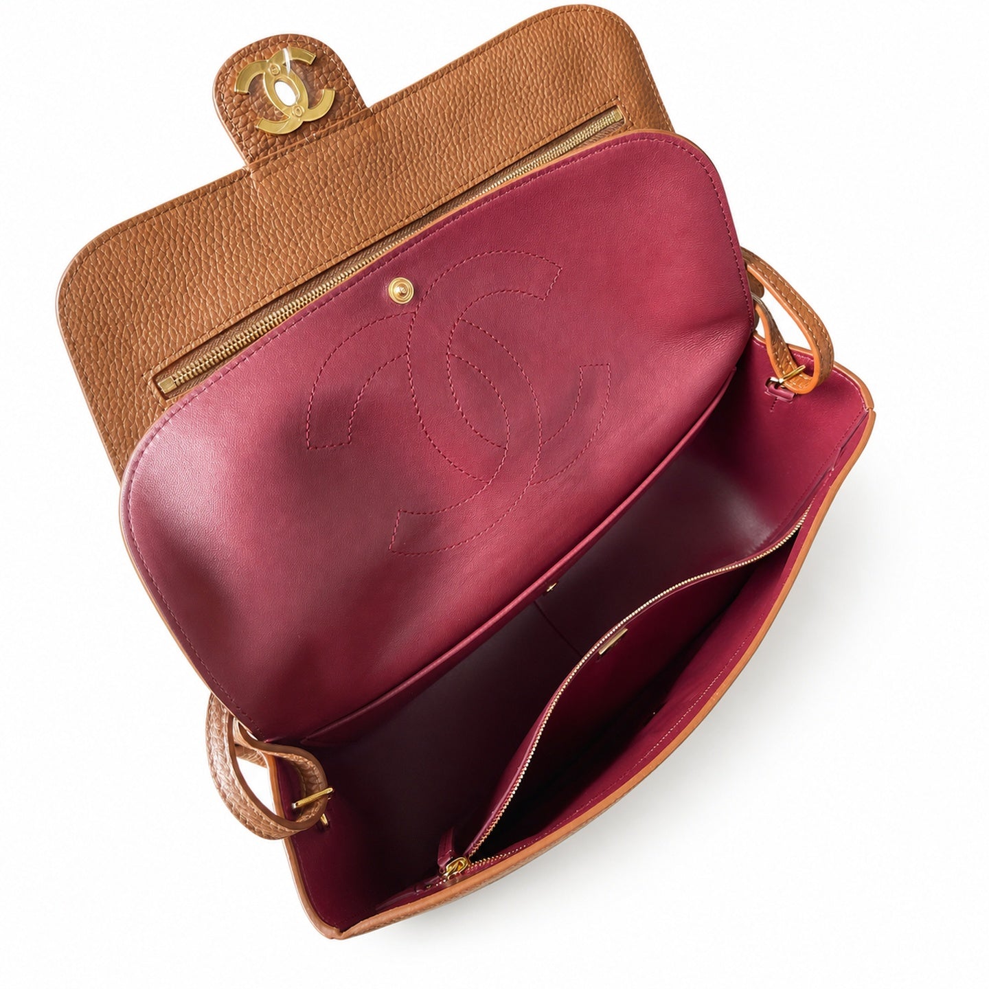 Chanel Small Leather Brown Gold Bag