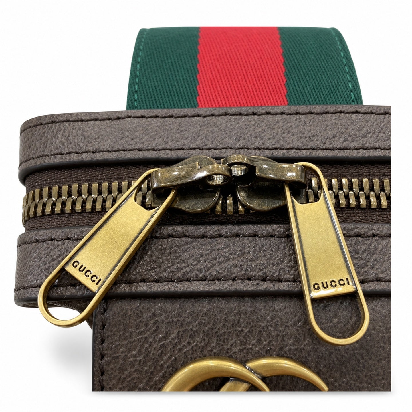 Gucci Cotton Leather Beige Brown Green Gold Bag
