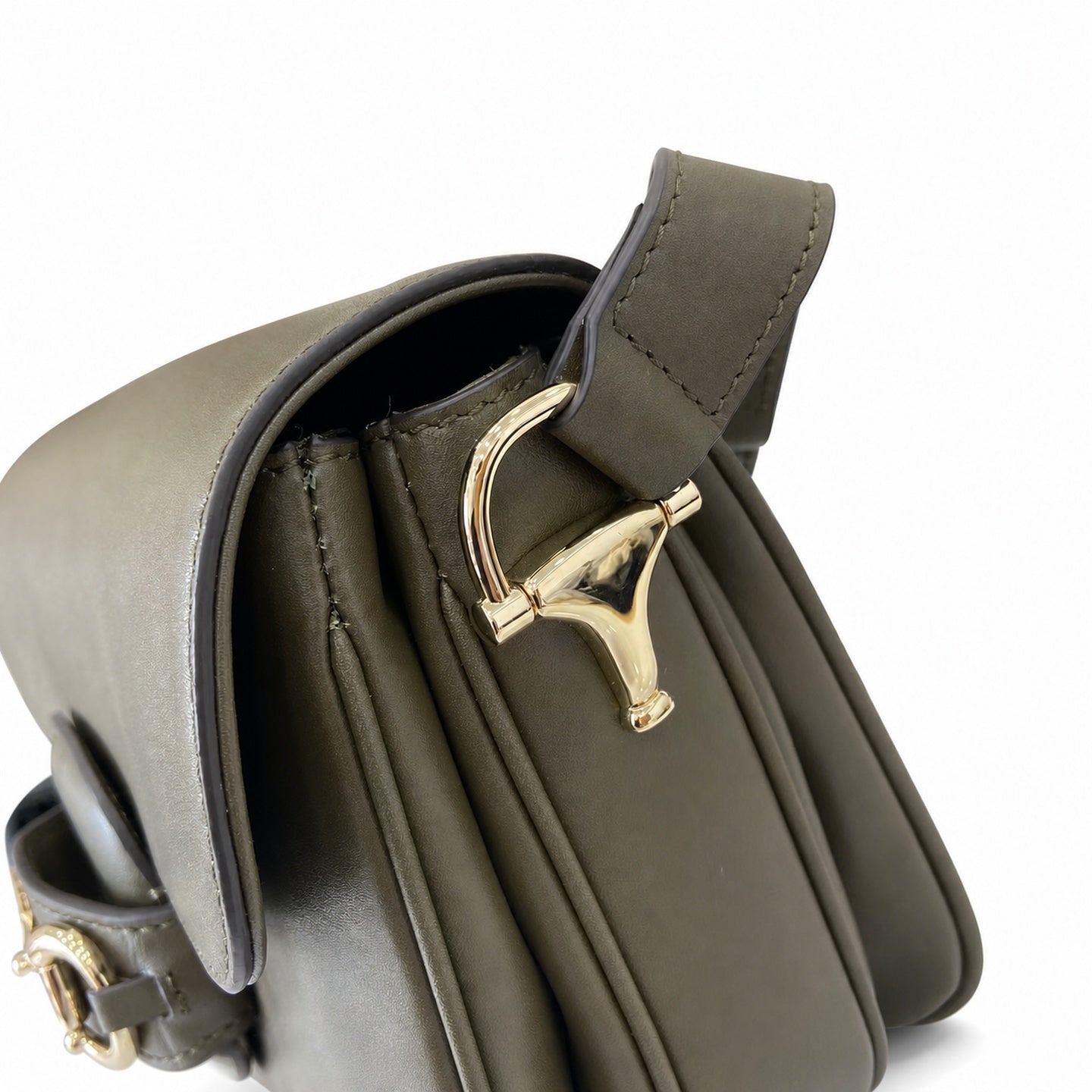 Gucci Horsebit 1955 Small Cotton Leather Brown Green Gold Shoulder Bag