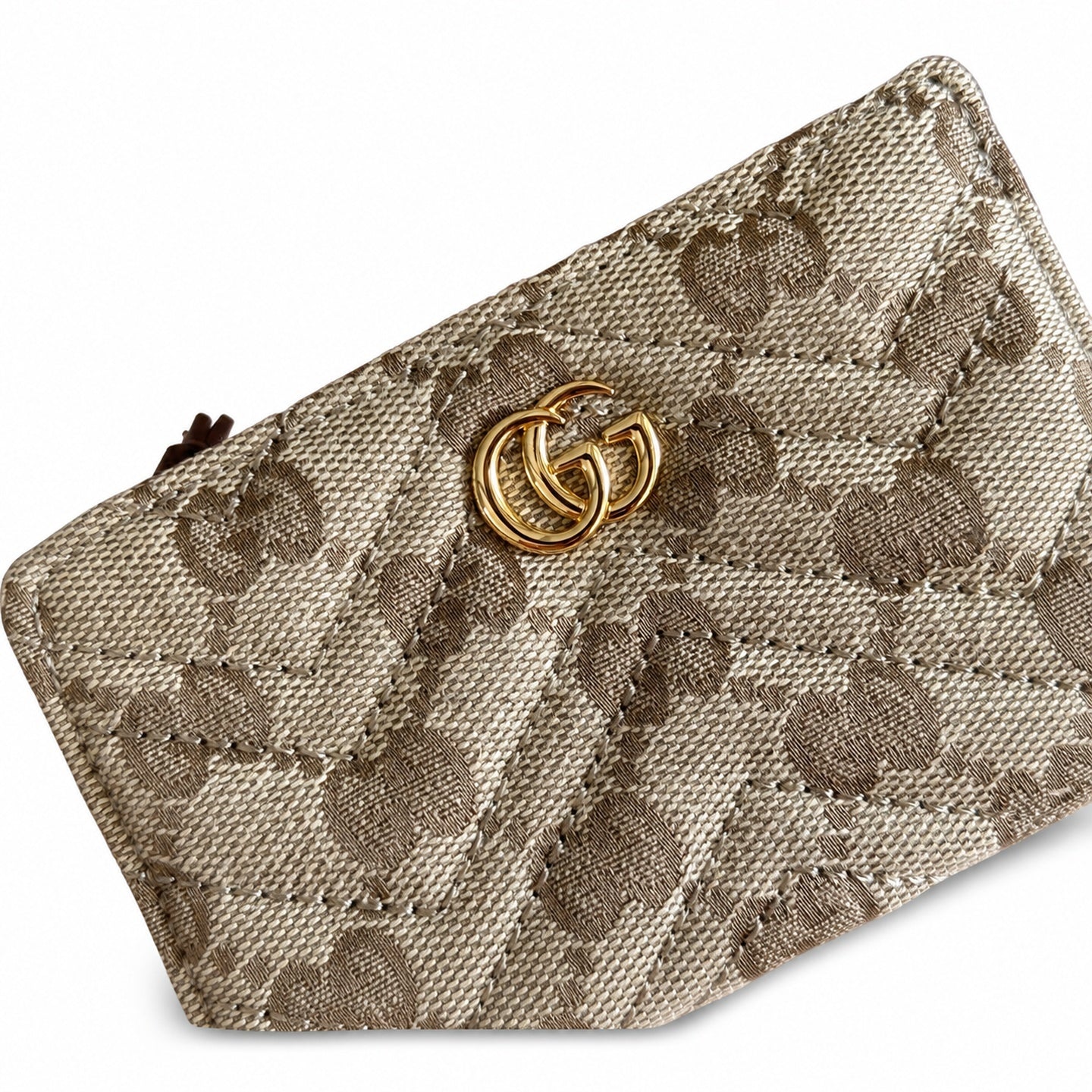 Gucci GG Marmont Small Canvas Leather Brown Gold Wallet
