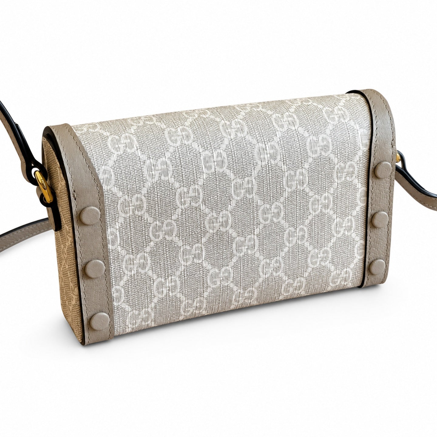 Gucci Horsebit 1955 Mini Cotton Canvas Leather Black Beige Handbag