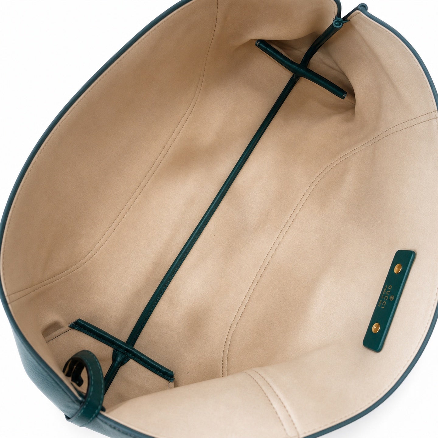 Gucci Leather Brown Green Gold Shoulder Bag