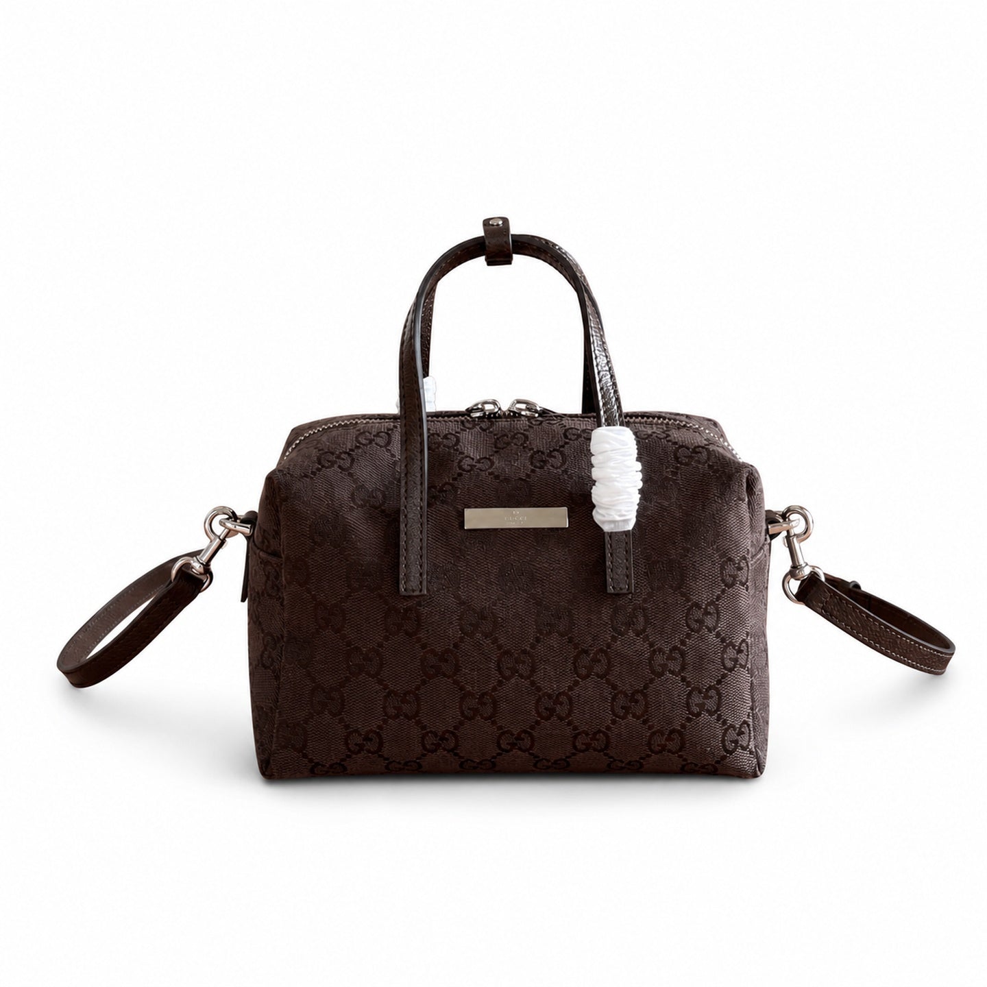 Gucci Small Denim Canvas Leather Blue Boston Bag