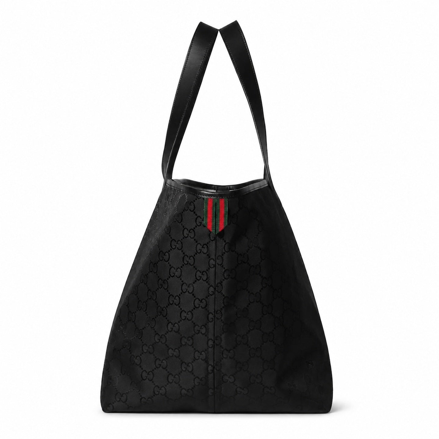Gucci Large Jacquard Nylon Black White Red Green Tote Bag