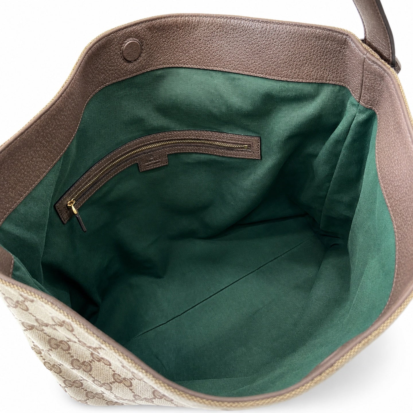 Gucci Horsebit Cotton Canvas Leather Beige Brown Green Gold Handbag