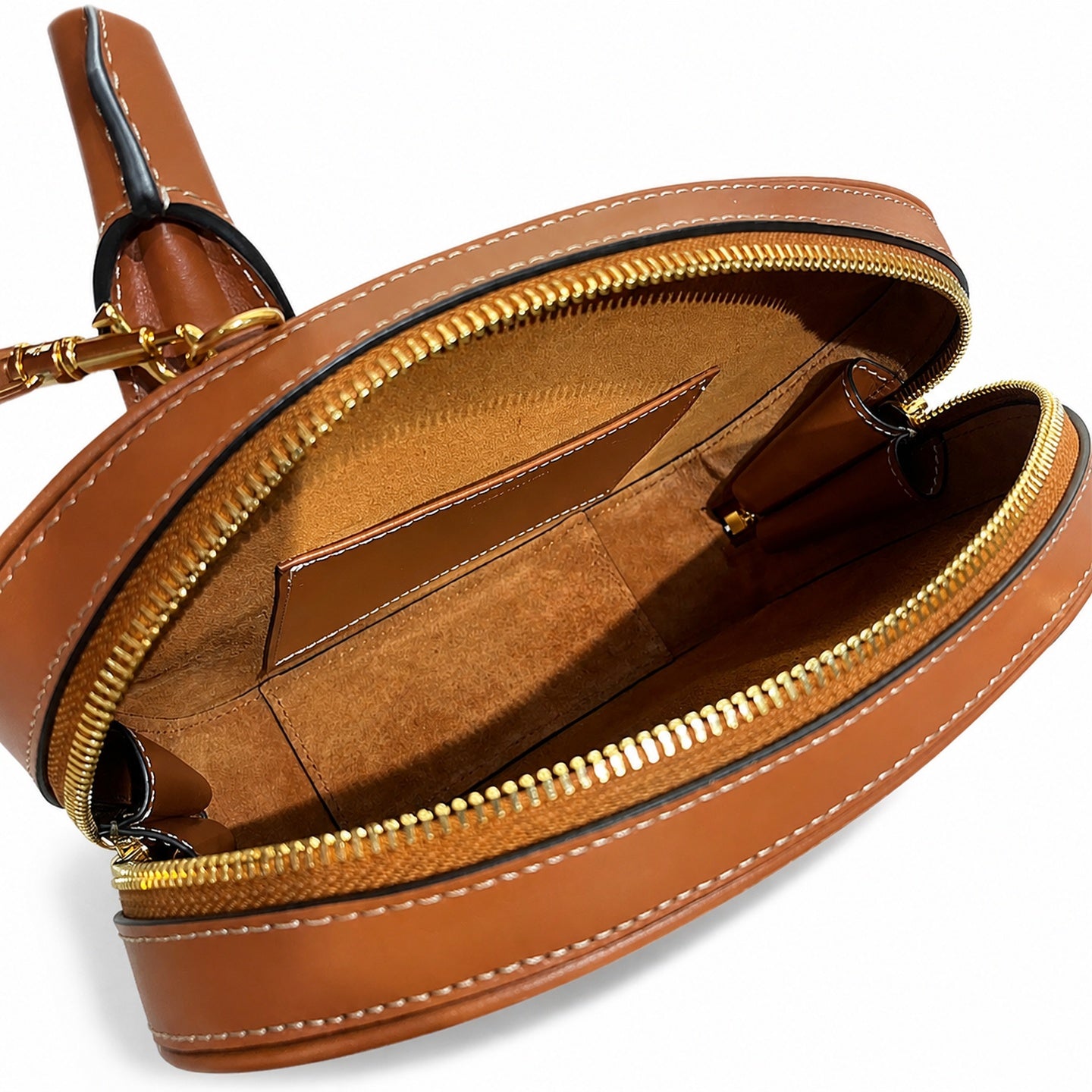 Celine Triomphe Mini Leather Brown Bowling Bag