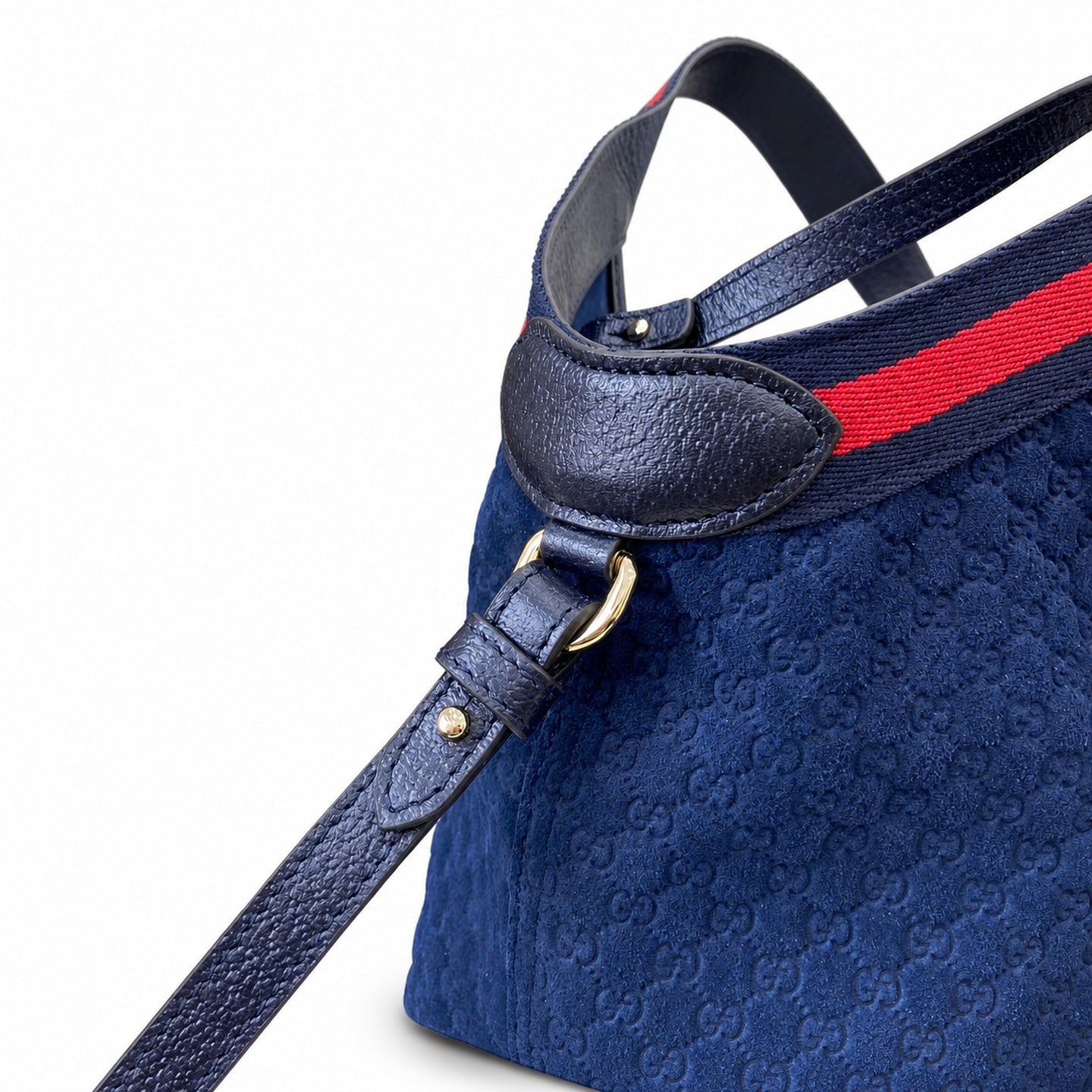 Gucci Giglio Small Cotton Suede Canvas Velvet Leather Red Blue Gold Tote Bag