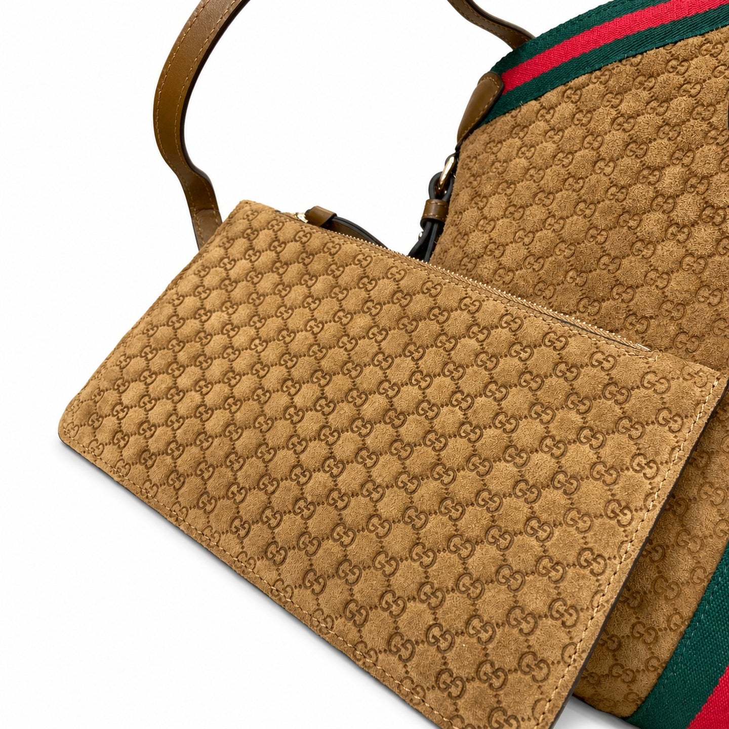 Gucci Giglio Small Cotton Suede Canvas Velvet Leather Brown Red Green Gold Tote Bag