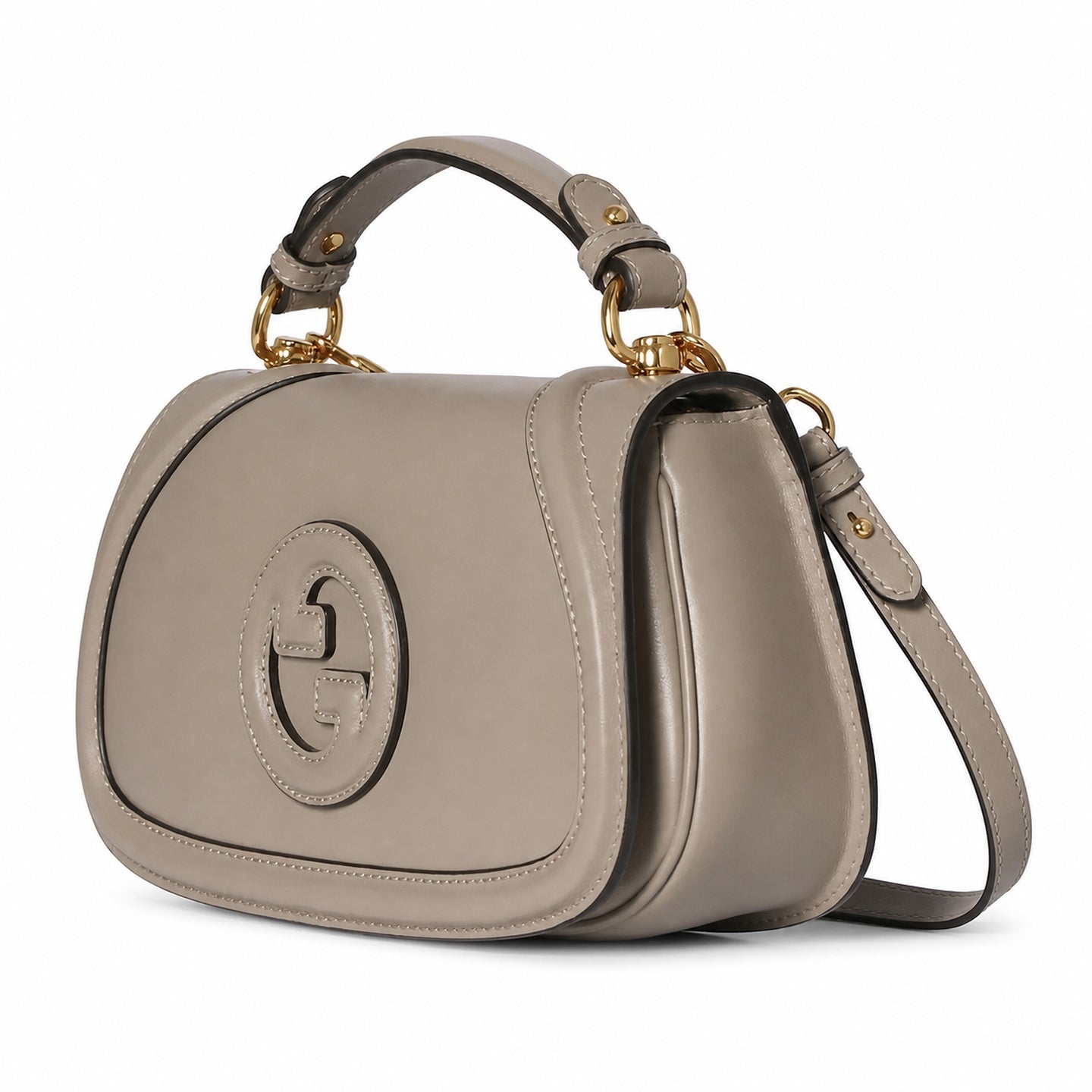 Gucci Blondie Cotton Leather Brown Gold Handbag