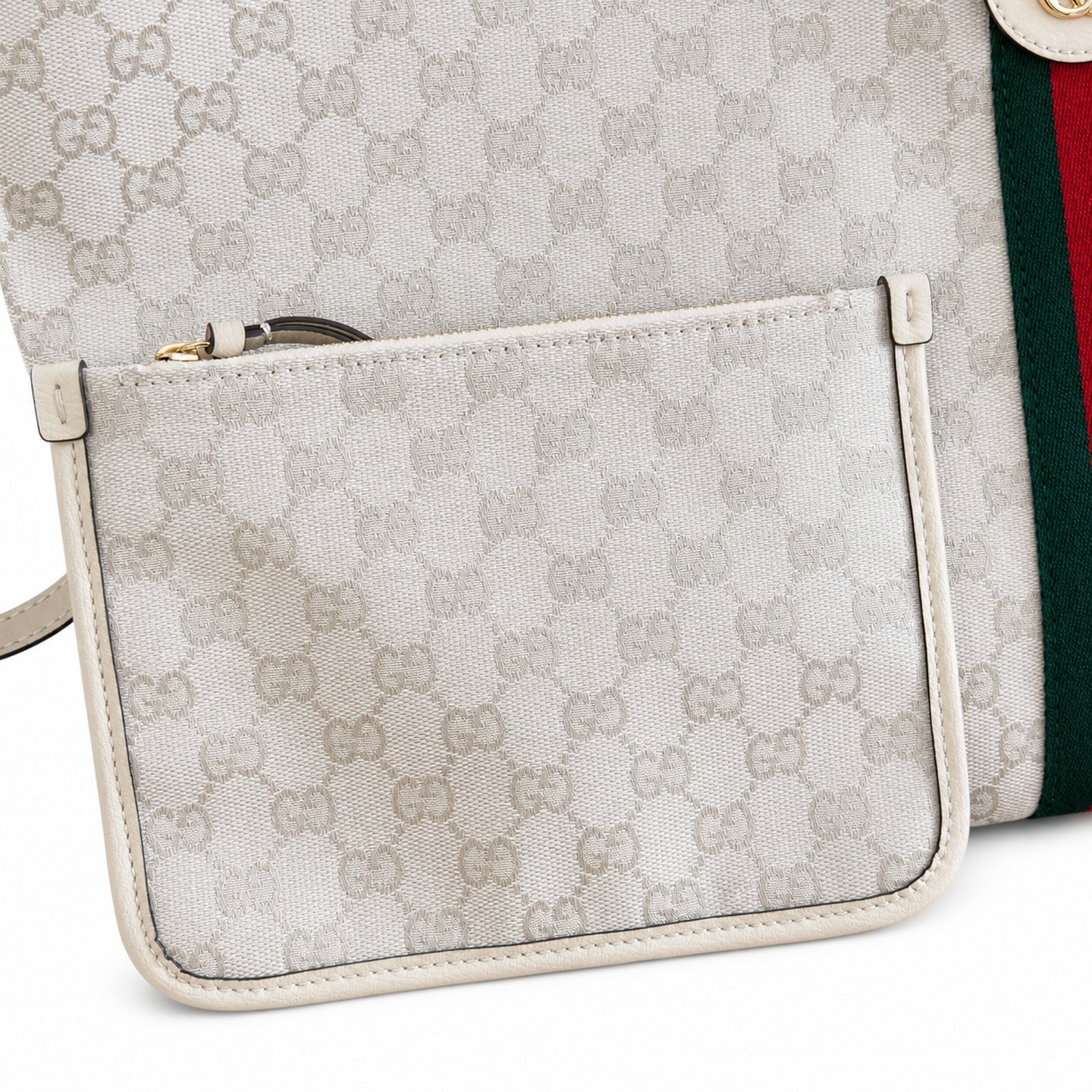 Gucci Giglio Canvas Leather White Brown Red Green Gold Handbag