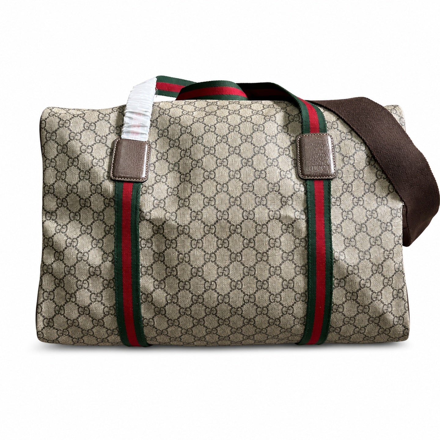 Gucci Supreme Large Canvas Leather Beige Brown Red Green Bag