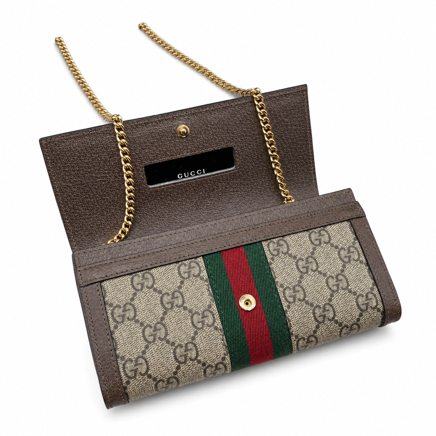 Gucci Ophidia Supreme Leather Beige Brown Red Green Gold Wallet