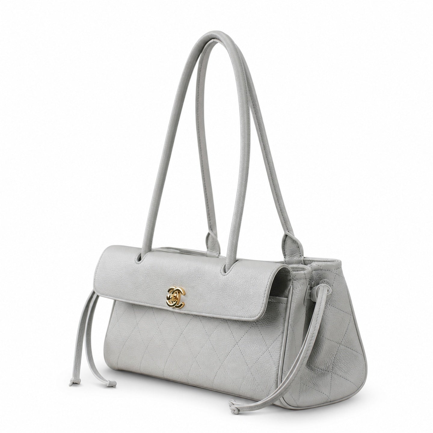 Chanel Leather White Gray Blue Gold Bag