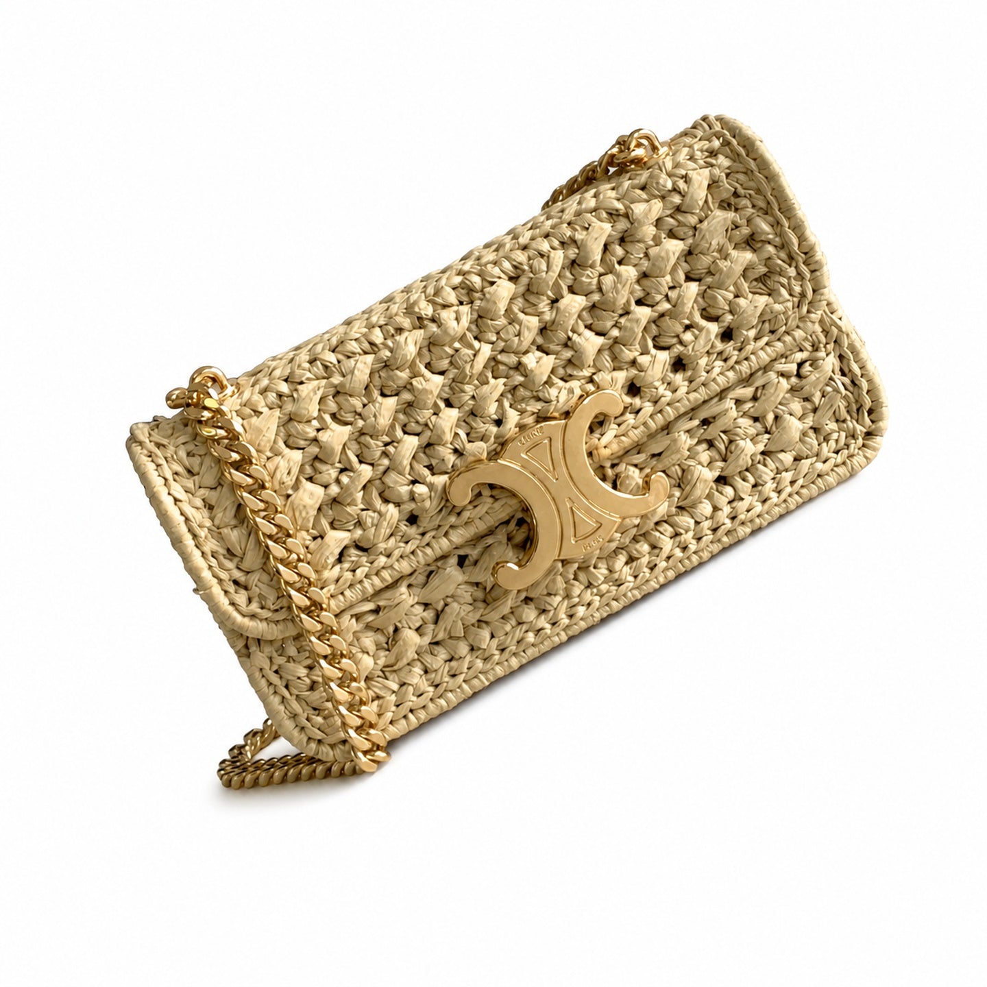 Celine Triomphe Raffia Handbag
