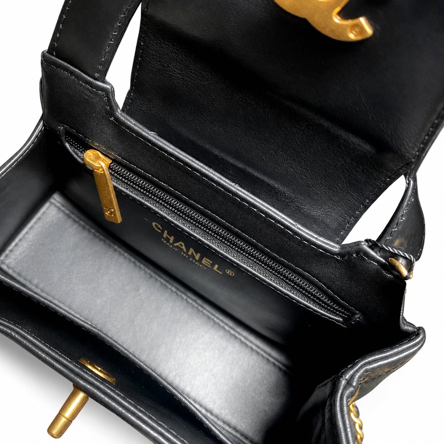 Chanel Kelly Leather Black Chain Bag