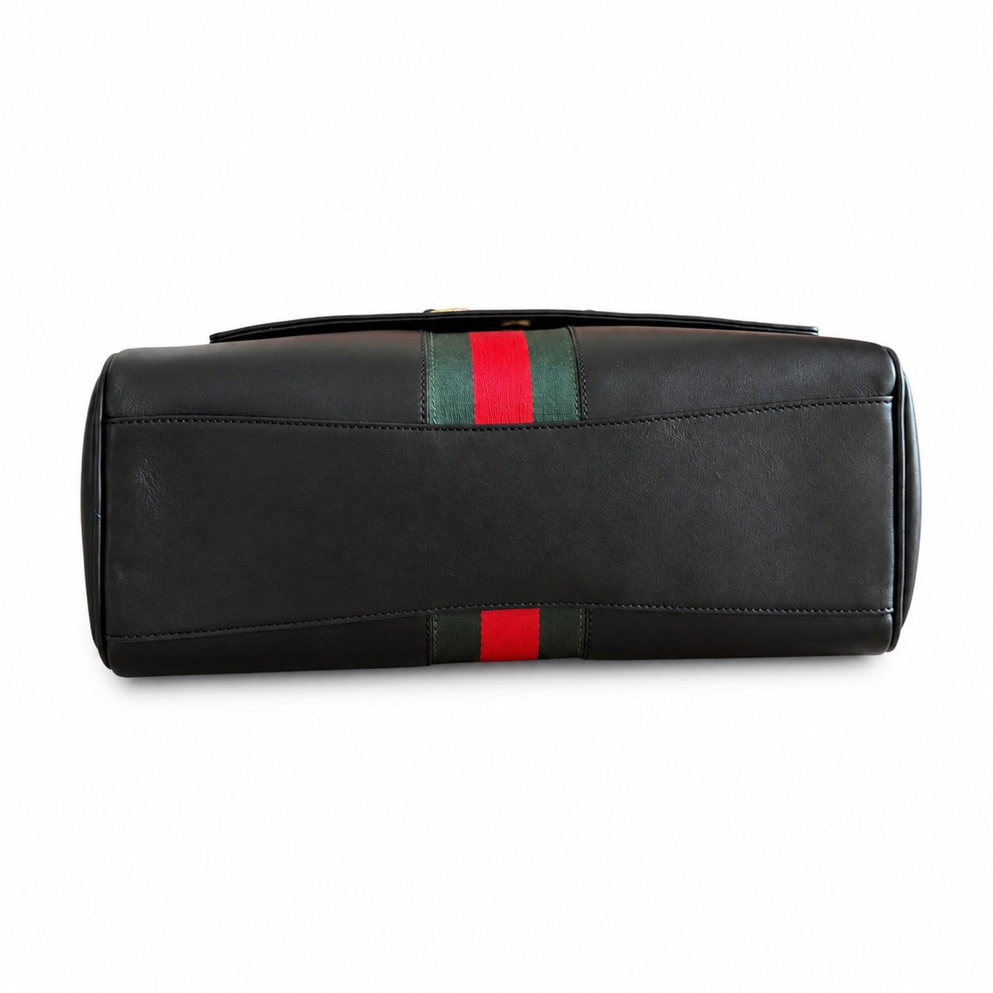 Gucci Horsebit Canvas Leather Black Brown Gold Handbag