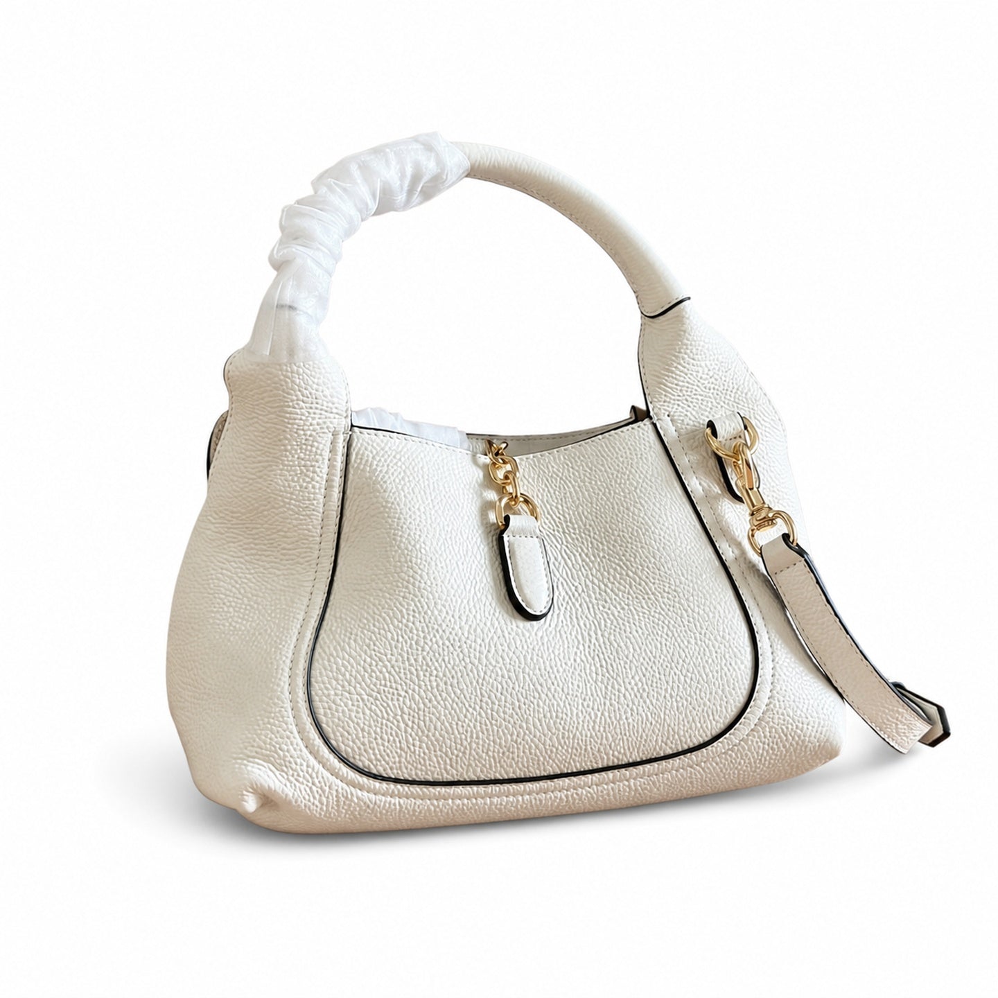 Gucci Horsebit Large Leather Black White Brown Gold Shoulder Bag